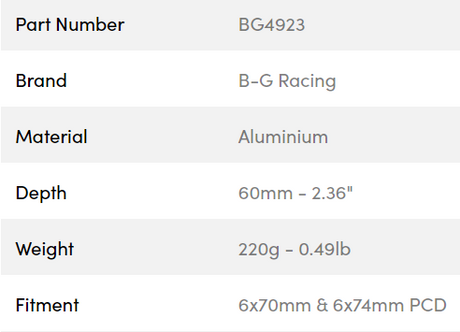 B-G Racing rat spacer/adaptor 60mm 6x70 / 6x74 PCD (med bolte)