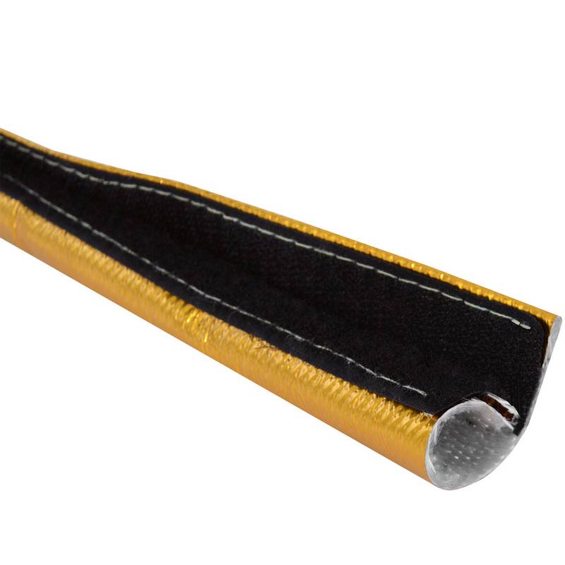 Guld glasfiber rørisolering med velcro. 1 meter lang. Flere størrelser