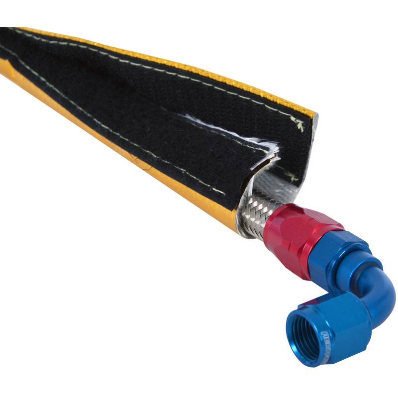 Guld glasfiber rørisolering med velcro. 1 meter lang. Flere størrelser