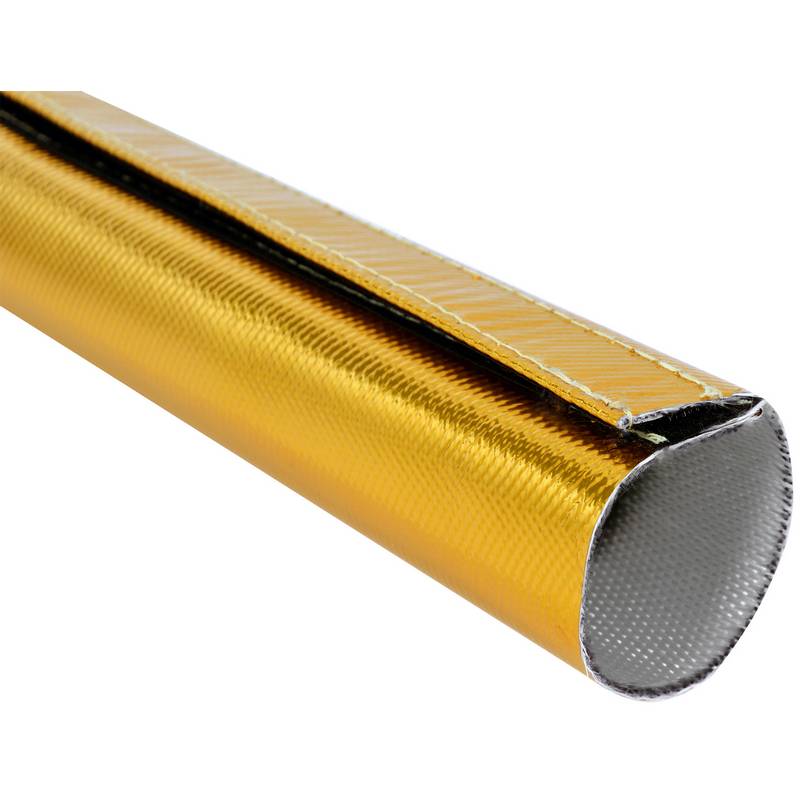 Guld glasfiber rørisolering med velcro. 1 meter lang. Flere størrelser