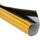 Guld glasfiber rørisolering med velcro. 1 meter lang. Flere størrelser