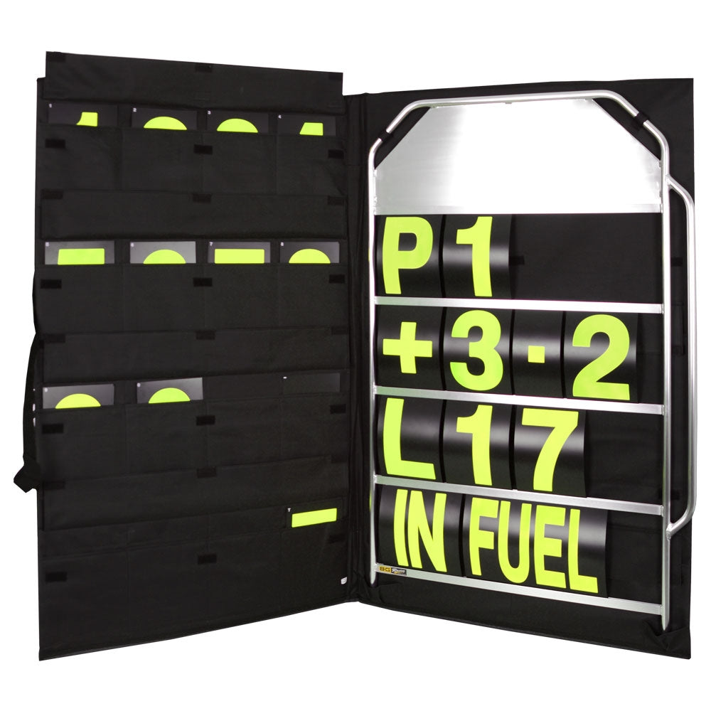 B-G Racing stort pitboard inkl. skilte og taske. Flere farve muligheder på skilte