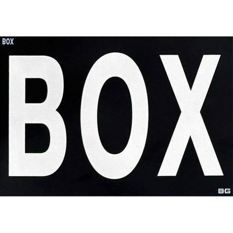 B-G Racing hvidt skilt med "box" til stort pitboard