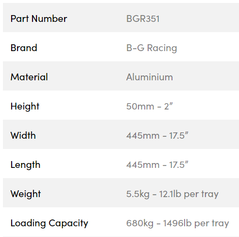 B-G Racing platforme til vægte (sæt med 4). Aluminium