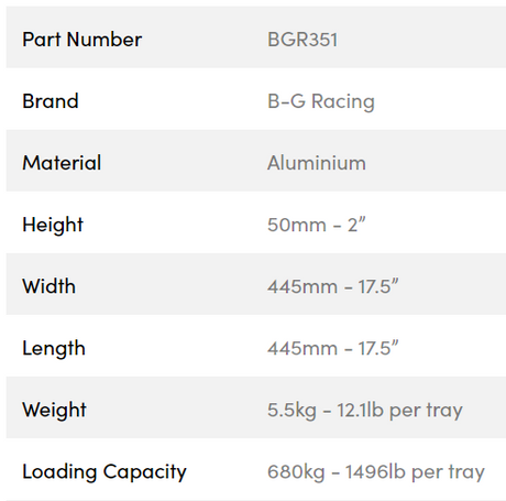 B-G Racing platforme til vægte (sæt med 4). Aluminium