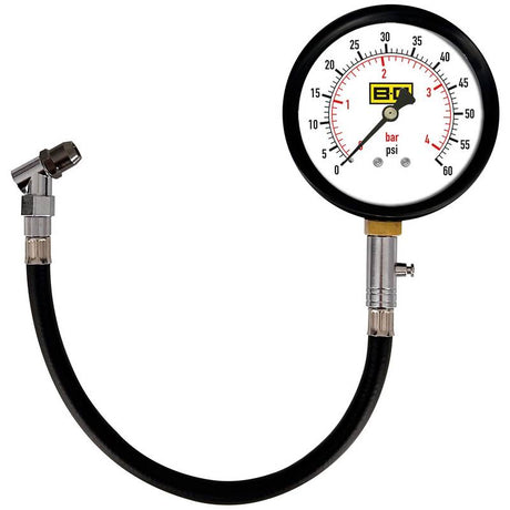 B-G Racing 4" dæktryksmåler. 0-60 PSI og 0-4 bar scala