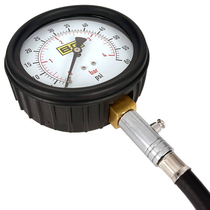 B-G Racing 4" dæktryksmåler. 0-60 PSI og 0-4 bar scala