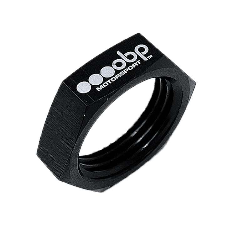 OBP møtrik til gennemføringsadapter -12JIC. Aluminium, sort.