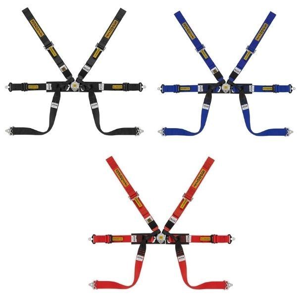 Sabelt 6 punkt sele 2"/2"/2". Selejustering i stål. Pull-Down model. FIA8853-2016 godkendt. 3 farve muligheder
