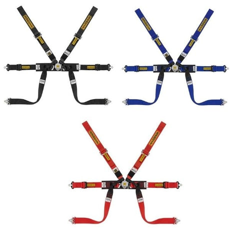 Sabelt 6 punkt sele 2"/2"/2". Selejustering i stål. Pull-Down model. FIA8853-2016 godkendt. 3 farve muligheder