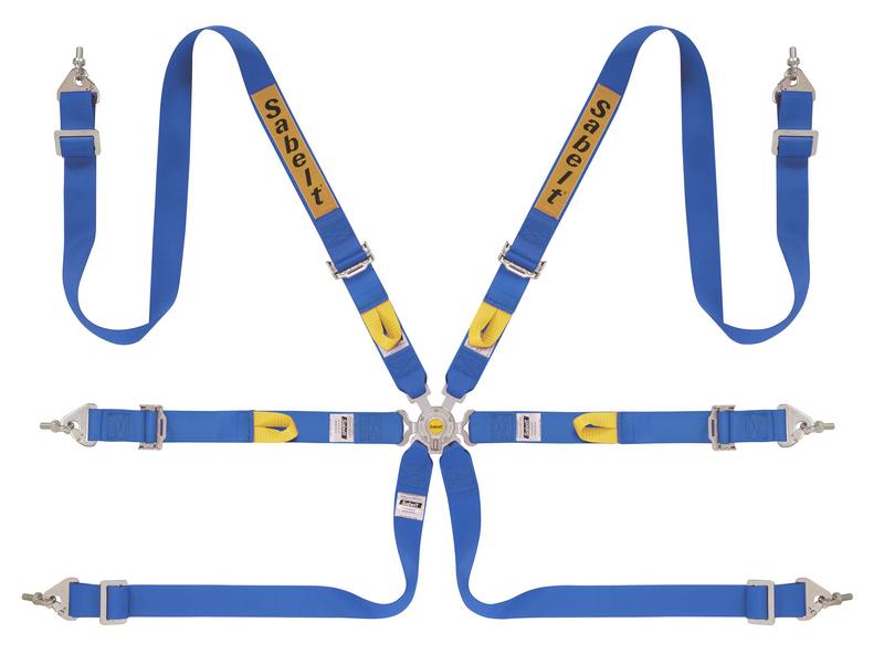 Sabelt 6 punkt sele 2"/2"/2". Selejustering i stål. Pull-Up model. FIA8853-2016 godkendt. 3 farve muligheder