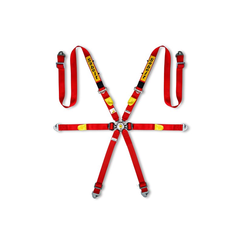 Sabelt 6 punkt sele 2"/2"/2". Selejustering i aluminium. Pull-Down model. FIA8853-2016 godkendt. 3 farve muligheder