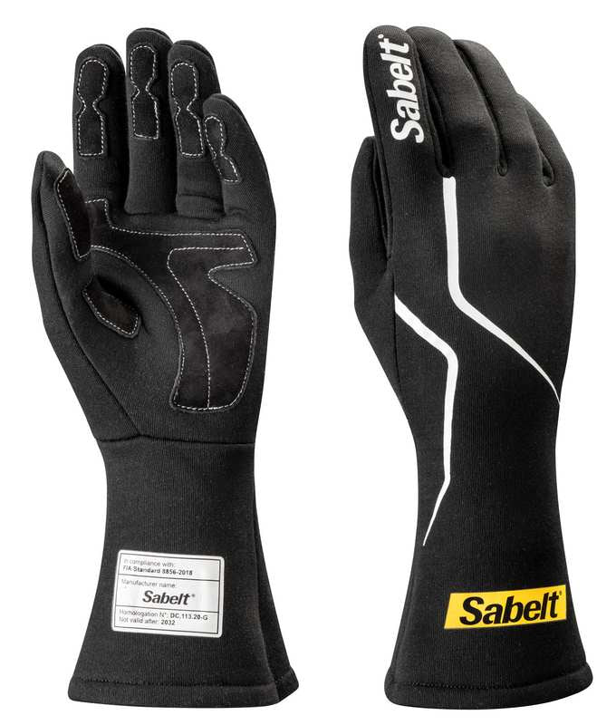 Sabelt handsker model Challenge TG-2.1. Sort. Str. 8-12. FIA-8856-2018-godkendt.