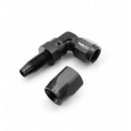 OBP -10JIC støbt 90gr. fitting (hun) til OBP højtryksslange. Aluminium, sort anodiceret