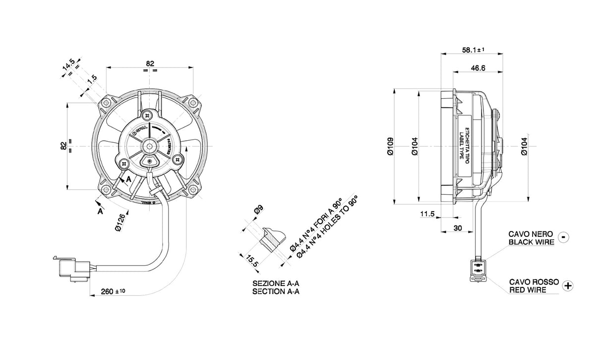 Spal 3,5" suge blæser, universal 12V.