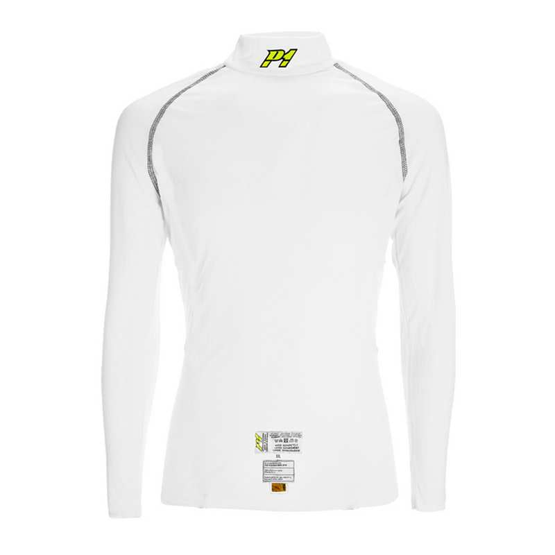 P1 langærmet undertrøje model Elite. Hvid eller sort. Str. S-XXL. FIA-8856-2018-godkendt