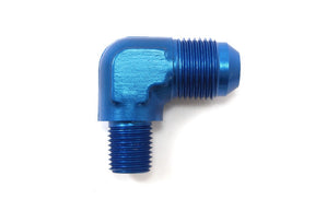 Adapter til fitting. 90 gr. -6JIC til 1/4" NPTF (han-han). Aluminium