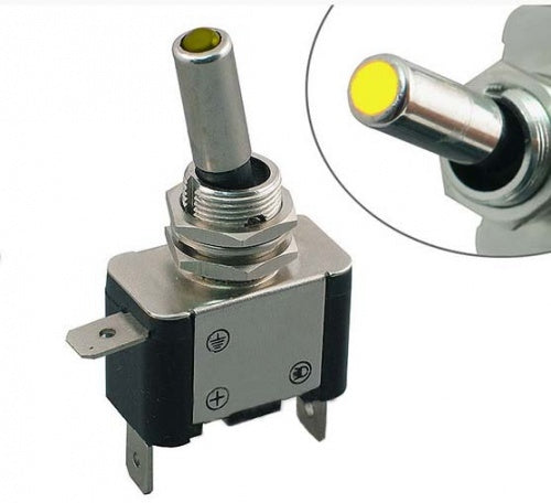 ON/OFF kontakt med farvet lys. 25 amp kontinuerlig