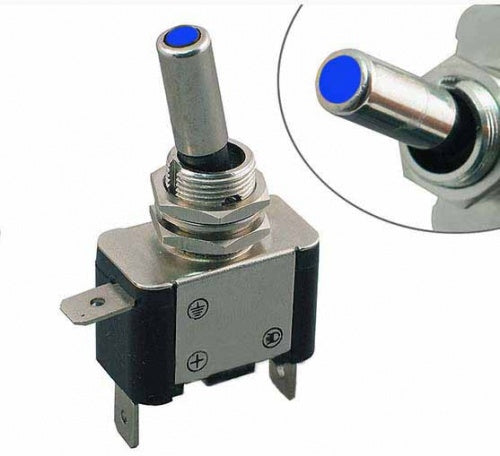 ON/OFF kontakt med farvet lys. 25 amp kontinuerlig