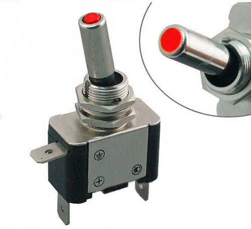 ON/OFF kontakt med farvet lys. 25 amp kontinuerlig