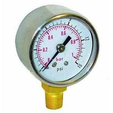 Sytec benzintryksur 0-15psi (0-1 bar). 1/8"NPTF gevind