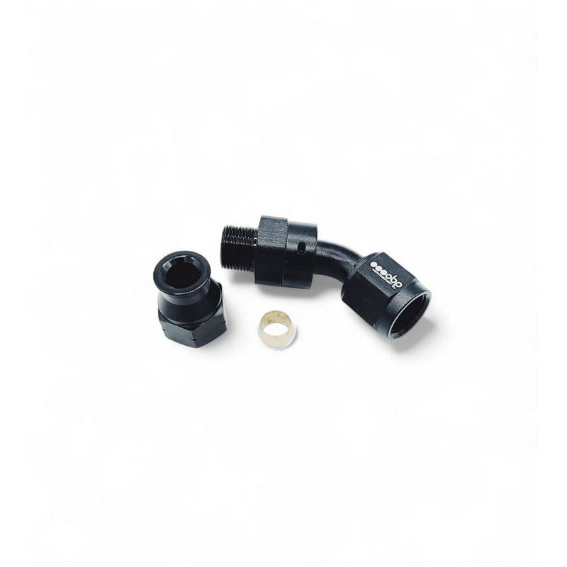 OBP Hardline -6JIC 45 gr. fitting 3/8" slange. Sort
