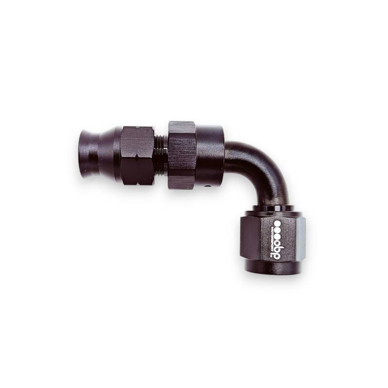 OBP Hardline -6JIC 90 gr. fitting 5/16" slange. Sort