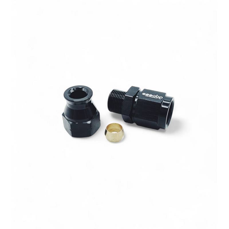 OBP Hardline -6JIC lige fitting 3/8" slange. Sort