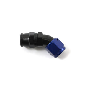 45 gr. fitting (hun) til -6 teflonslange (TFE6C). Aluminium, sort og blå