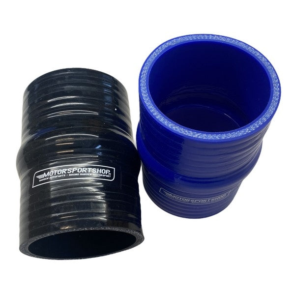 Silikoneslange hump med 63mm indvendig diameter. Længde 102mm. Fås i blå eller sort