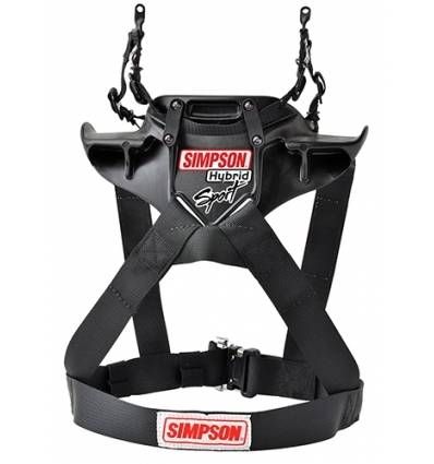 Simpson Hybrid Sport str. XS-XL med "Quick Release" anker. I compositmateriale. FIA8858-2010 godkendt. Vælg str.ud fra brystmål.