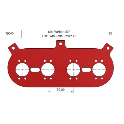 ITG bagplade til megaflow JC40 filtre. Passer på (2x) Weber, IDF Fiat Twin Cam, Rover V8