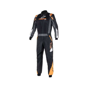 Alpinestars køredragt model Atom Graphic. Str. 54-56. Sort med grå og orange. FIA-8856-2018-godkendt.