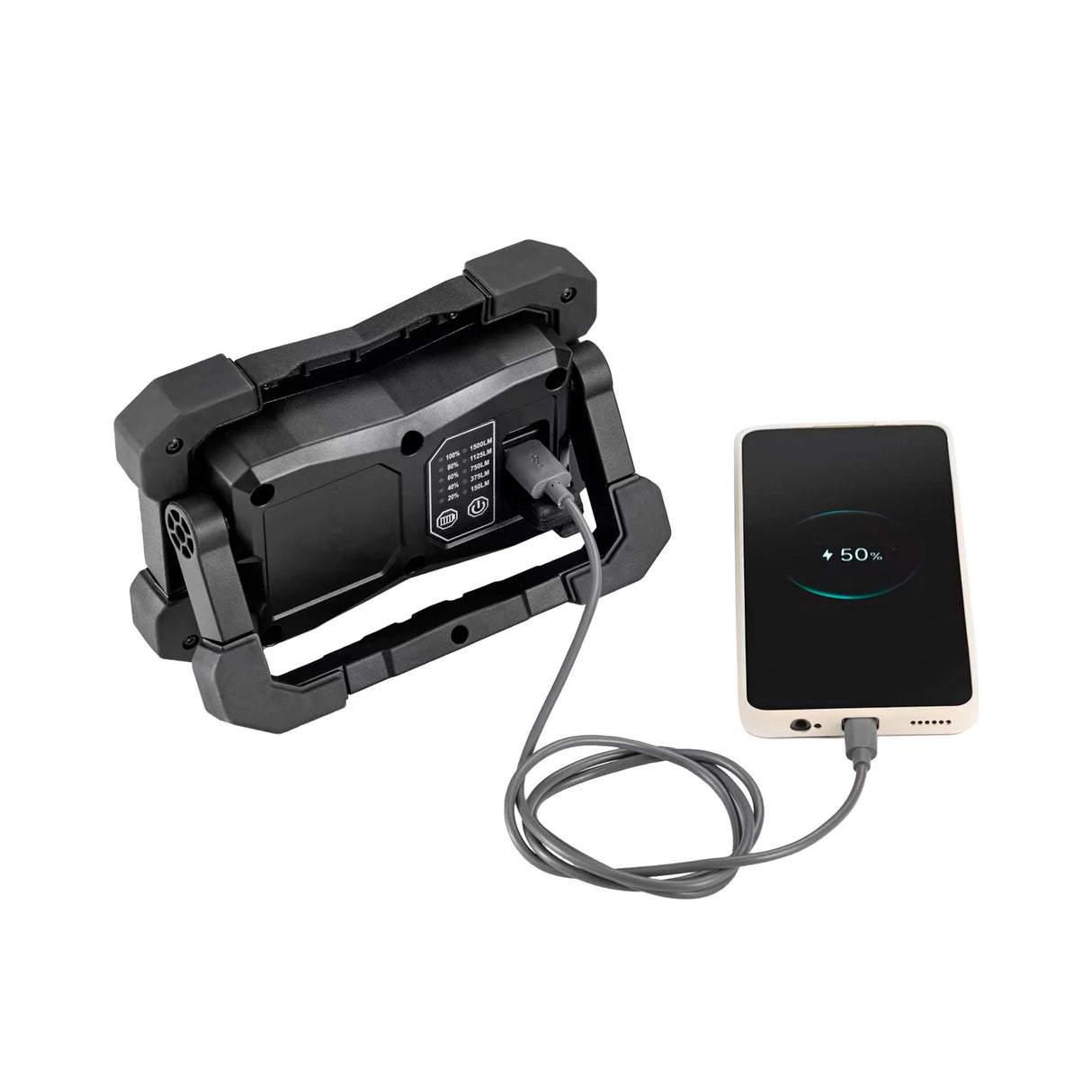 Værkstedslampe med magnet og powerbank 1500 lm. Genopladelig