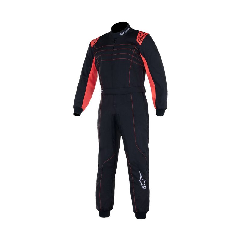 Alpinestars karting junior køredragt model KMX-9 V3. Sort med rød. Str. 120-150. FIA-8877-2022-godkendt.