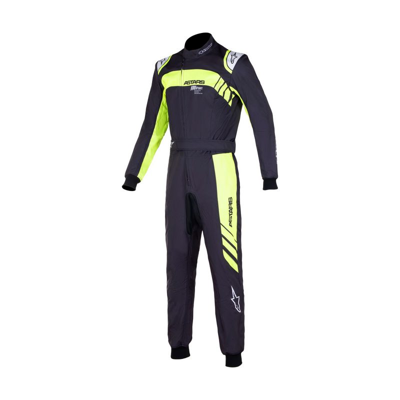 Alpinestars karting junior køredragt model KMX-9 V3 Graphic. Sort med neongul. Str. 120-150. FIA-8877-2022-godkendt.
