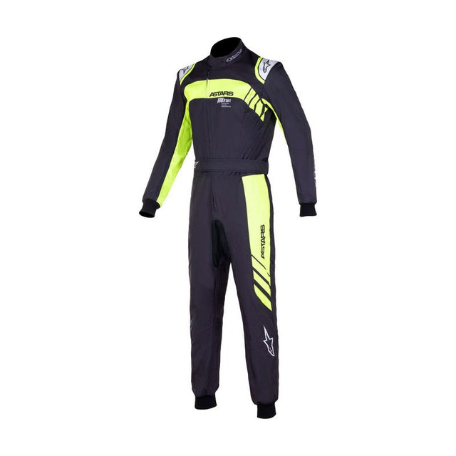 Alpinestars karting junior køredragt model KMX-9 V3 Graphic. Sort med neongul. Str. 120-150. FIA-8877-2022-godkendt.
