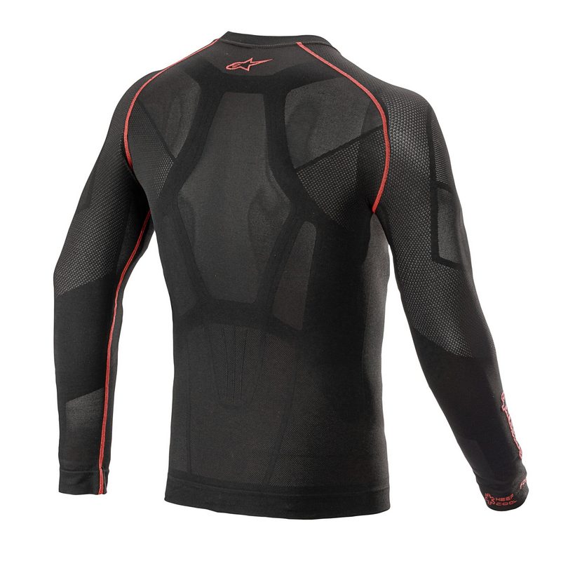 Alpinestars langærmet undertrøje model Ride Tech Summer. Sort med rød. Str. XS-XXL
