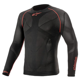 Alpinestars langærmet undertrøje model Ride Tech Summer. Sort med rød. Str. XS-XXL