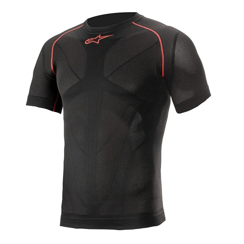 Alpinestars kortærmet undertrøje model Ride Tech Summer. Sort med rød. Str. XS-XXL