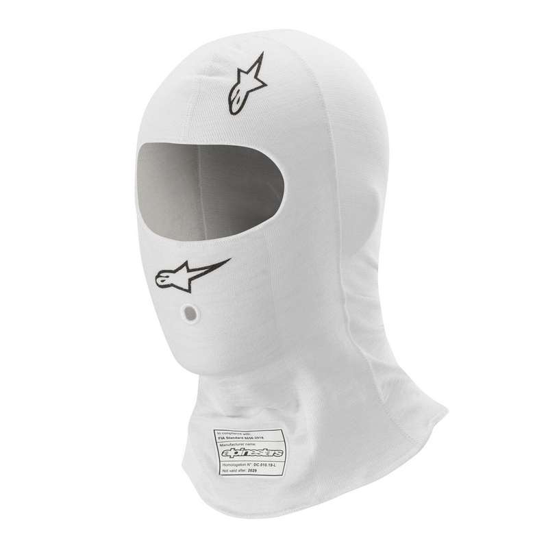 Alpinestars balaclava model Race V3. Sort eller hvid. Str. S-XL. FIA-8856-2018-godkendt