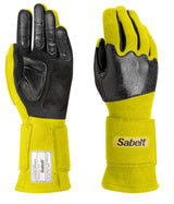 Sabelt handsker model Laser TG-3.1. Str. 9-12. FIA-8856-2018-godkendt. Sort eller neon gul