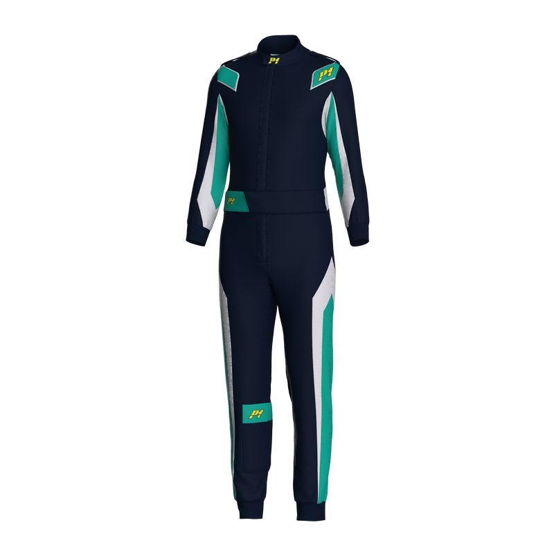 P1 køredragt model Lite Best. Str. 1-7. 5 farvemuligheder. FIA-8856-2018-godkendt