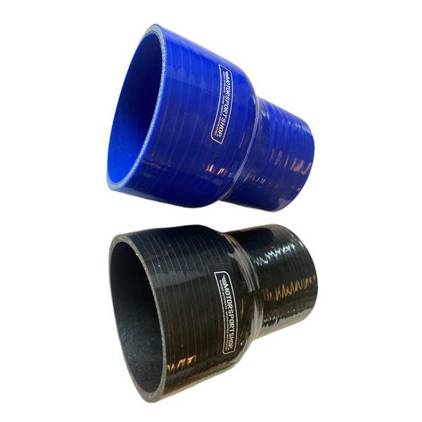 Silikoneslange reducerende lige slange med 102/76mm indvendig diameter. Længde 127 mm. Fås i blå eller sort