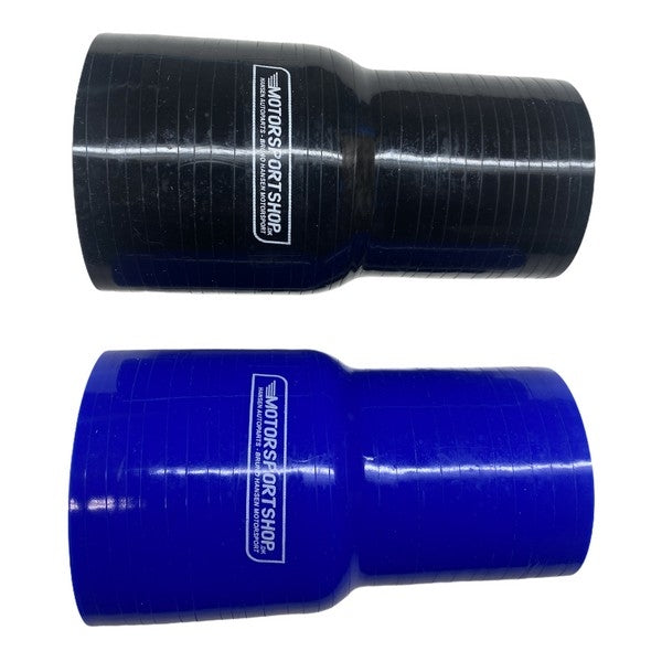 Silikoneslange reducerende lige slange med 63/51mm indvendig diameter. Længde 127 mm. Fås i blå eller sort