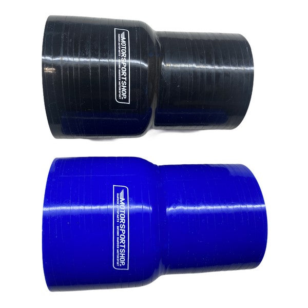Silikoneslange reducerende lige slange med 76/63mm indvendig diameter. Længde 127 mm. Fås i blå eller sort