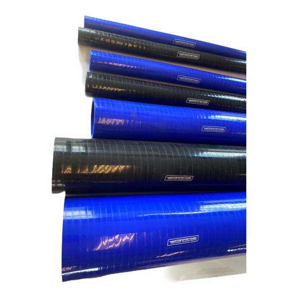 Silikoneslange lige længde med 32mm indvendig diameter. Længde 1 m. Fås i blå eller sort