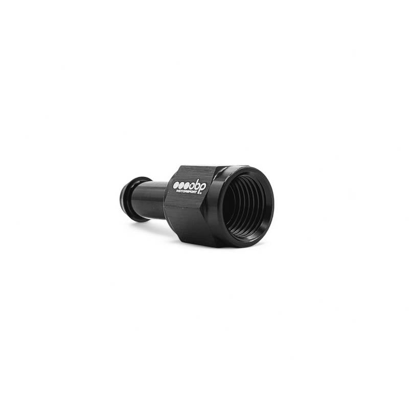 OBP adapter til fitting. -6JIC til 10mm studs (hun-han). Aluminium, sort.