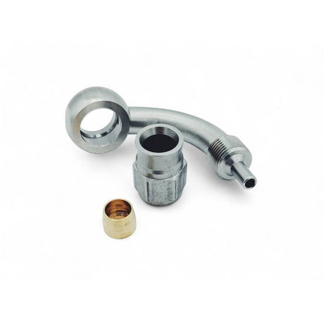Banjo 90 gr. bremsefitting til 7/16 banjobolt til -3 slange. Rustfri stål
