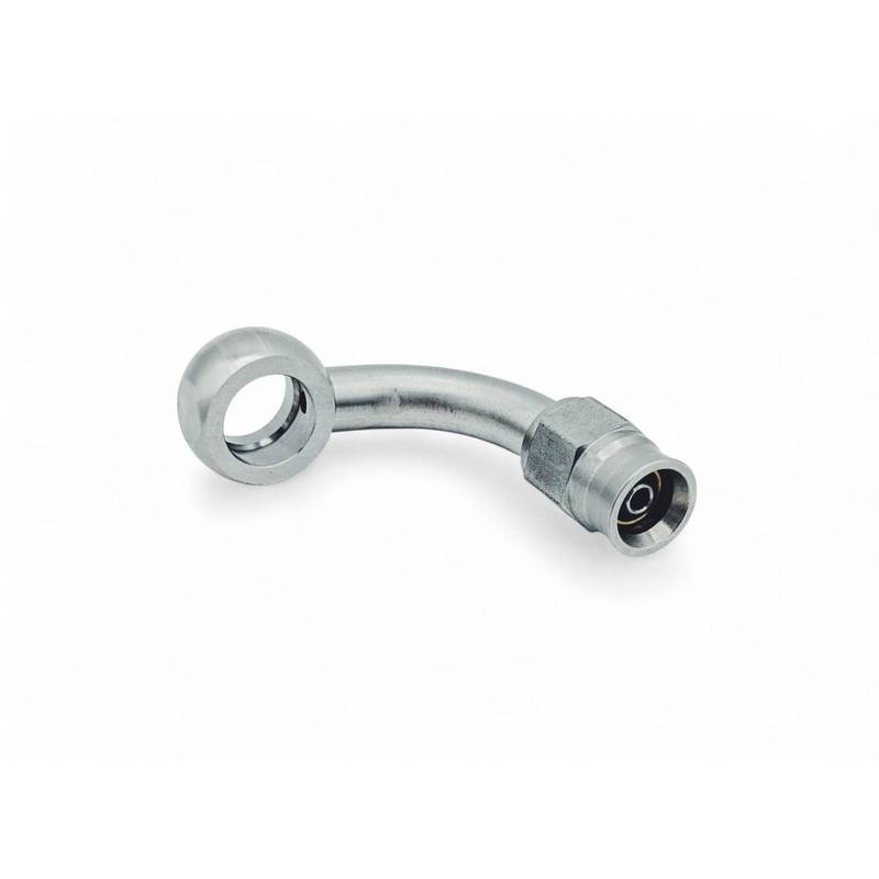 Banjo 90 gr. bremsefitting til 7/16 banjobolt til -3 slange. Rustfri stål